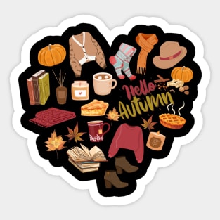 Cute October heart Autumn is my favorite season, love Fall pumpkin and halloween Sticker